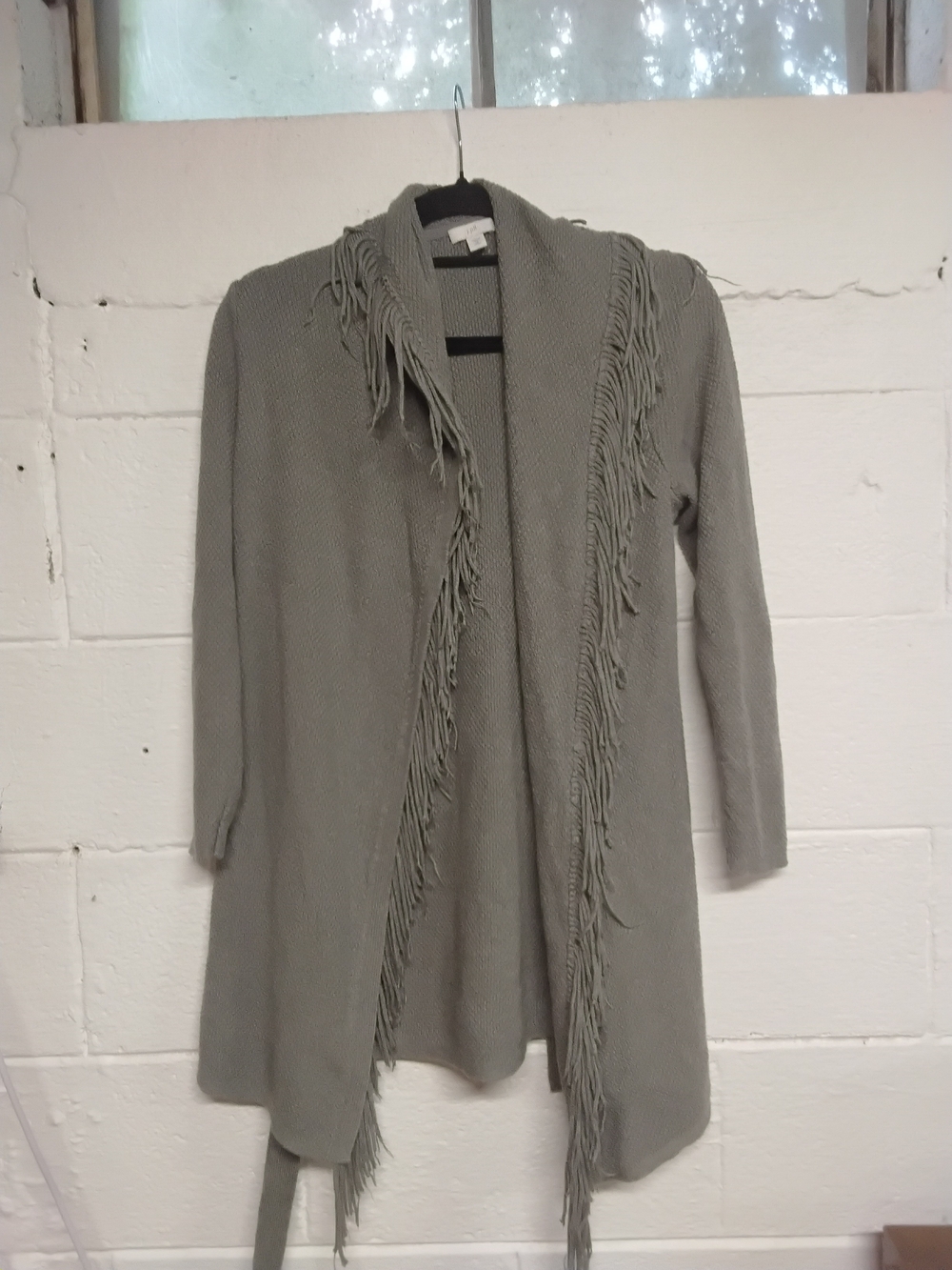Fringe Open-Front Women’s Sweater Cardigan - Gray